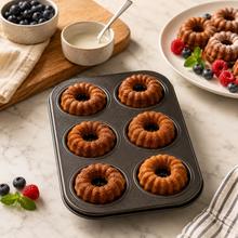 6-Cavity Fluted Mini Cake & Muffin Pan – Black
