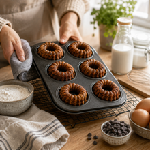 6-Cavity Fluted Mini Cake & Muffin Pan – Black
