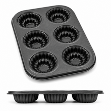 6-Cavity Fluted Mini Cake & Muffin Pan – Black