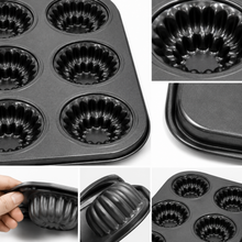 6-Cavity Fluted Mini Cake & Muffin Pan – Black