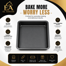 Square Cake & Baking Pan – 9 x 9 x 1.75 Inch Deep Baking Tray, Black
