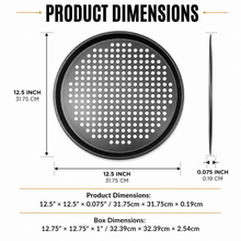Round Perforated Pizza Baking Pan, Black, 12.5 Inch
