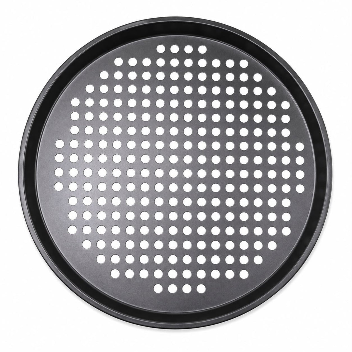 Round Perforated Pizza Baking Pan, Black, 12.5 Inch