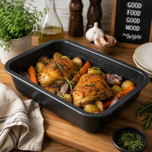 14-Inch Deep Baking Pan – Black Speckled Finish