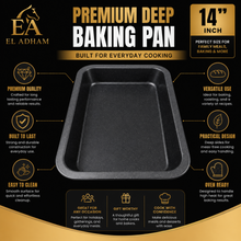 14-Inch Deep Baking Pan – Black Speckled Finish