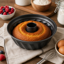 Fluted Bundt Cake Pan with Center Tube, Black, 10 Inch