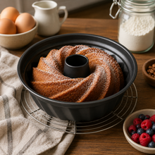 Fluted Bundt Cake Pan with Center Tube, Black, 10 Inch