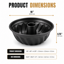 Fluted Bundt Cake Pan with Center Tube, Black, 10 Inch