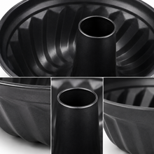 Fluted Bundt Cake Pan with Center Tube, Black, 10 Inch