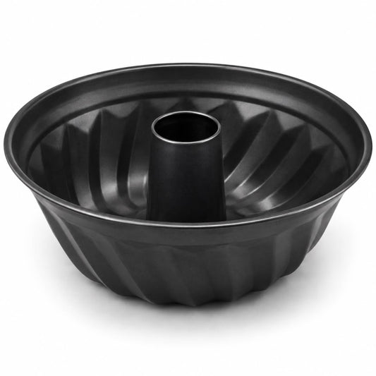 Fluted Bundt Cake Pan with Center Tube, Black, 10 Inch