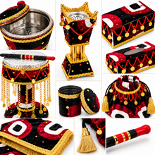 7-Piece Traditional San’ani Hookah Accessories & Décor Set – Red, Black & Gold Yemeni-Style Collection