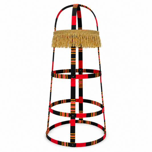 Large Circular Iron Incense Burner Stand with Traditional San’ani Design & Gold Fringe – 40" Tall