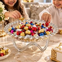 Large Clear Pedestal Serving Bowl with Bubble Design – Raised Fruit, Candy & Dessert Bowl with Stand, 13.75"