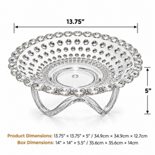 Large Clear Pedestal Serving Bowl with Bubble Design – Raised Fruit, Candy & Dessert Bowl with Stand, 13.75"