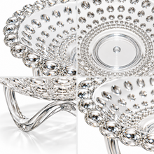 Large Clear Pedestal Serving Bowl with Bubble Design – Raised Fruit, Candy & Dessert Bowl with Stand, 13.75"