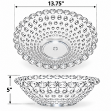 Clear Bubble-Design Serving Bowl with Decorative Beaded Rim – Large Fruit, Candy & Dessert Bowl, 13.75"