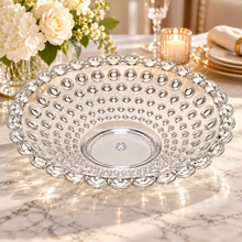 Clear Bubble-Design Serving Bowl with Decorative Beaded Rim – Medium Fruit, Candy & Dessert Bowl, 11.75"