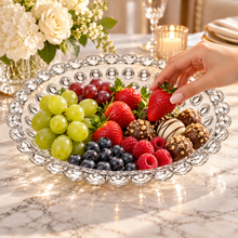 Clear Bubble-Design Serving Bowl with Decorative Beaded Rim – Medium Fruit, Candy & Dessert Bowl, 11.75"