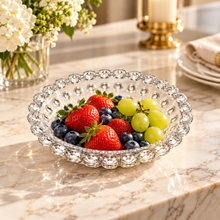 Small Crystal-Inspired Clear Serving Bowl with Bubble Design – Decorative Fruit, Candy & Dessert Bowl, 9.75"