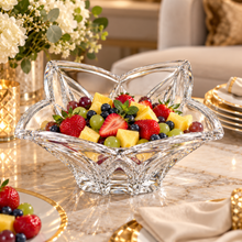 Large Clear Flower-Shaped Decorative Serving Bowl – Elegant Petal Design, 8.25"