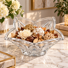 Large Clear Flower-Shaped Decorative Serving Bowl – Elegant Petal Design, 8.25"