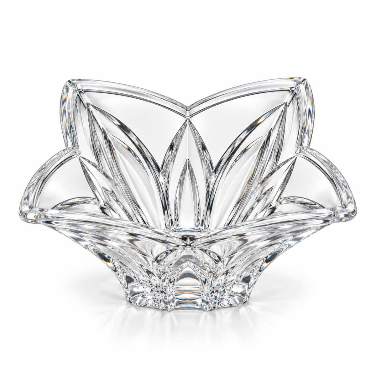 Large Clear Flower-Shaped Decorative Serving Bowl – Elegant Petal Design, 8.25"