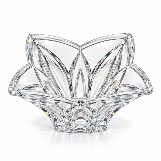 Large Clear Flower-Shaped Decorative Serving Bowl – Elegant Petal Design, 8.25"