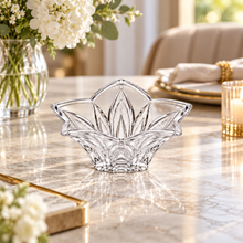 Small Clear Flower-Shaped Decorative Serving Bowl – Elegant Petal Design, 6" x 6" x 2.25"