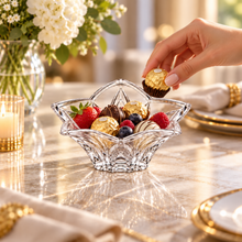 Small Clear Flower-Shaped Decorative Serving Bowl – Elegant Petal Design, 6" x 6" x 2.25"