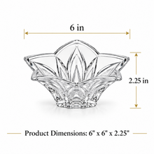 Small Clear Flower-Shaped Decorative Serving Bowl – Elegant Petal Design, 6" x 6" x 2.25"