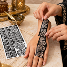 12-Piece Henna Tattoo Stencil Kit – 4 Floral Body Art Designs, 3 of Each, Temporary Tattoo Stencils