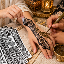 12-Piece Henna Tattoo Stencil Kit – 4 Floral Body Art Designs, 3 of Each, Temporary Tattoo Stencils
