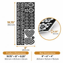 12-Piece Henna Tattoo Stencil Kit – 4 Floral Body Art Designs, 3 of Each, Temporary Tattoo Stencils