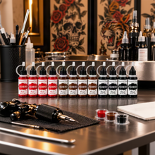 12-Pack Temporary Tattoo Ink Set – Red, Brown & Black, 0.5 oz Bottles, 4 of Each Color