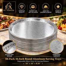 50-Pack 16-Inch Round Aluminum Serving Trays – Disposable Silver Party & Catering Platters