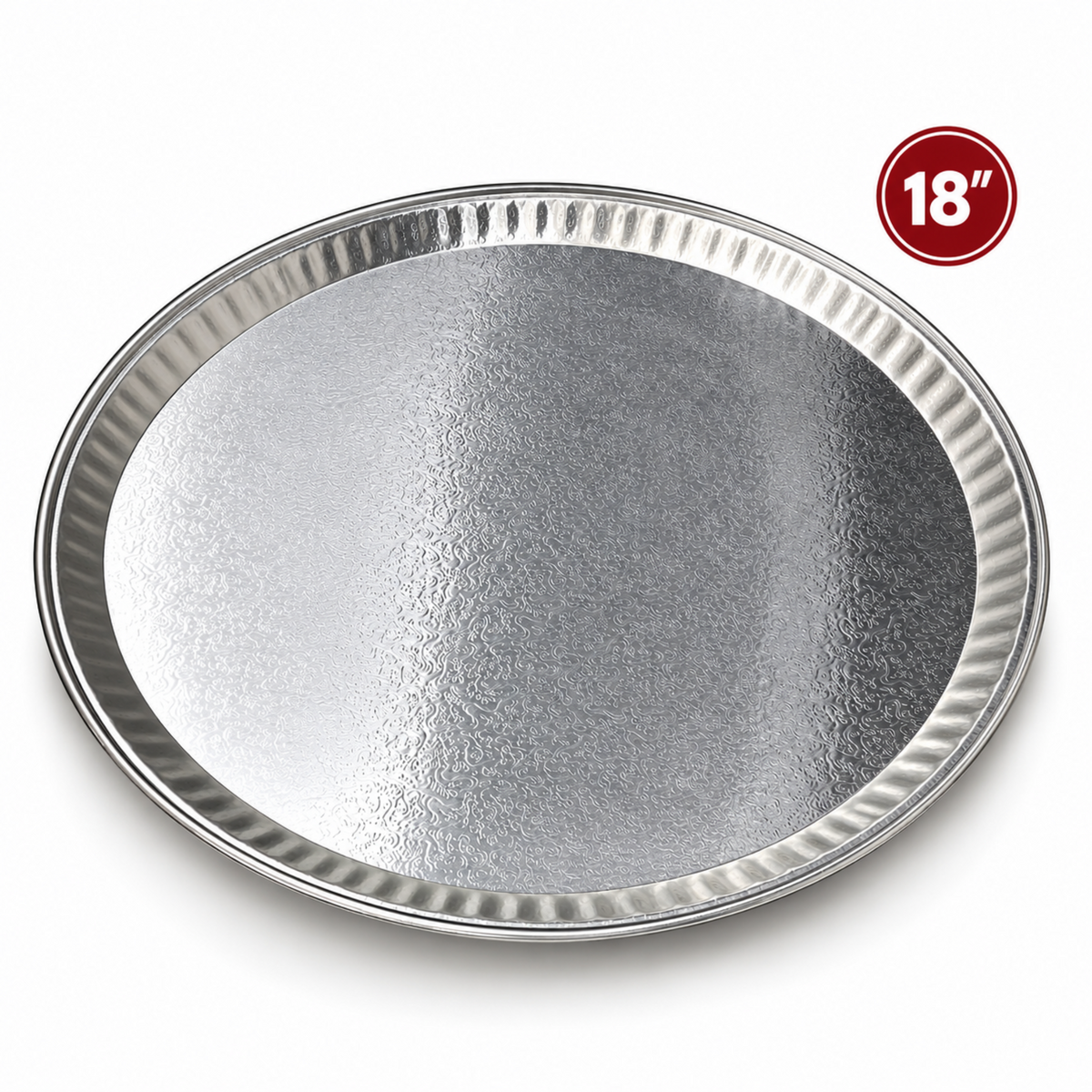 50-Pack 18-Inch Round Aluminum Serving Trays – Disposable Silver Party & Catering Platters