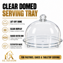 XL Clear Round Covered Serving Platter with Tall Dome Lid & Decorative Knob – Cake, Pastry & Dessert Server