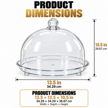 XL Clear Round Covered Serving Platter with Tall Dome Lid & Decorative Knob – Cake, Pastry & Dessert Server