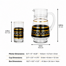 7-Piece Black and Gold Meander Glass Juice and Water Serving Set