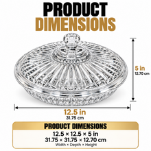Large Clear Ribbed Candy & Dessert Serving Dish with Lid & Decorative Knob