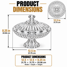 Elegant Clear Ribbed Pedestal Candy Dish with Lid – Large Decorative Footed Serving Bowl