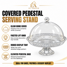 Luxury Clear Pedestal Serving Stand with Dome Cover – Large Fluted Cake, Pastry & Dessert Display