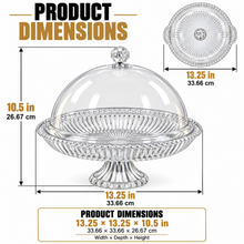 Luxury Clear Pedestal Serving Stand with Dome Cover – Large Fluted Cake, Pastry & Dessert Display
