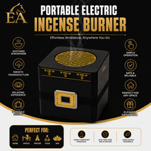 Rechargeable Electric Bakhoor Burner with USB-C Charging – Portable Black & Gold Incense Burner