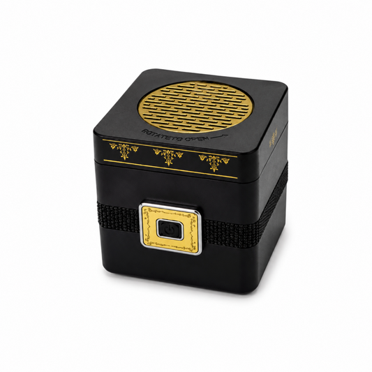 Rechargeable Electric Bakhoor Burner with USB-C Charging – Portable Black & Gold Incense Burner