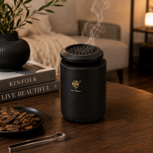 Portable Rechargeable Electric Bakhoor Burner – USB-C Mini Oud Incense Burner with Charcoal Tongs, Black