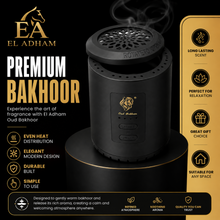 Portable Rechargeable Electric Bakhoor Burner – USB-C Mini Oud Incense Burner with Charcoal Tongs, Black