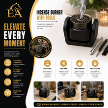 Portable Bakhoor Incense Burner Set with Rotating Holder, Tongs, Tool & Cleaning Brush – Black