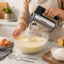 200 W Electric Hand Mixer with 5 Speeds and Twin Beaters, Stainless Steel Finish