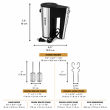 200 W Electric Hand Mixer with 5 Speeds and Twin Beaters, Stainless Steel Finish